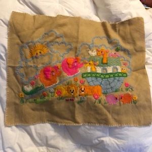 *vintage* Noah’s Ark hand embroidered burlap art